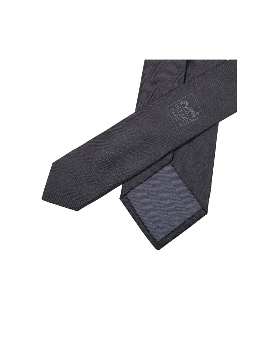 Pre-owned Hermes Logo Tie In Black