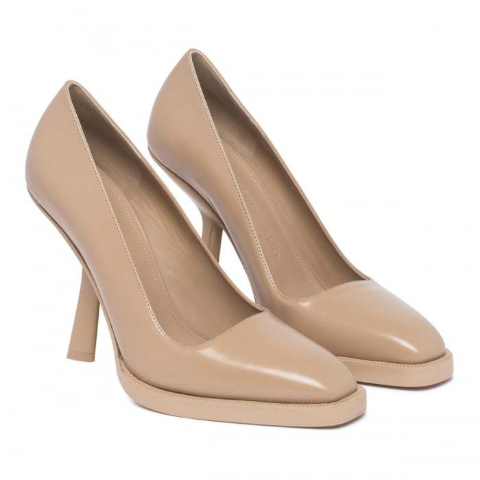 Ferragamo Square-headed High Heels In Nude