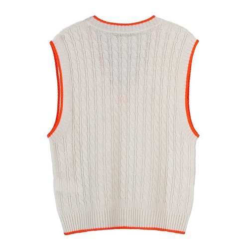 Msgm V-neck Knit Vest In White