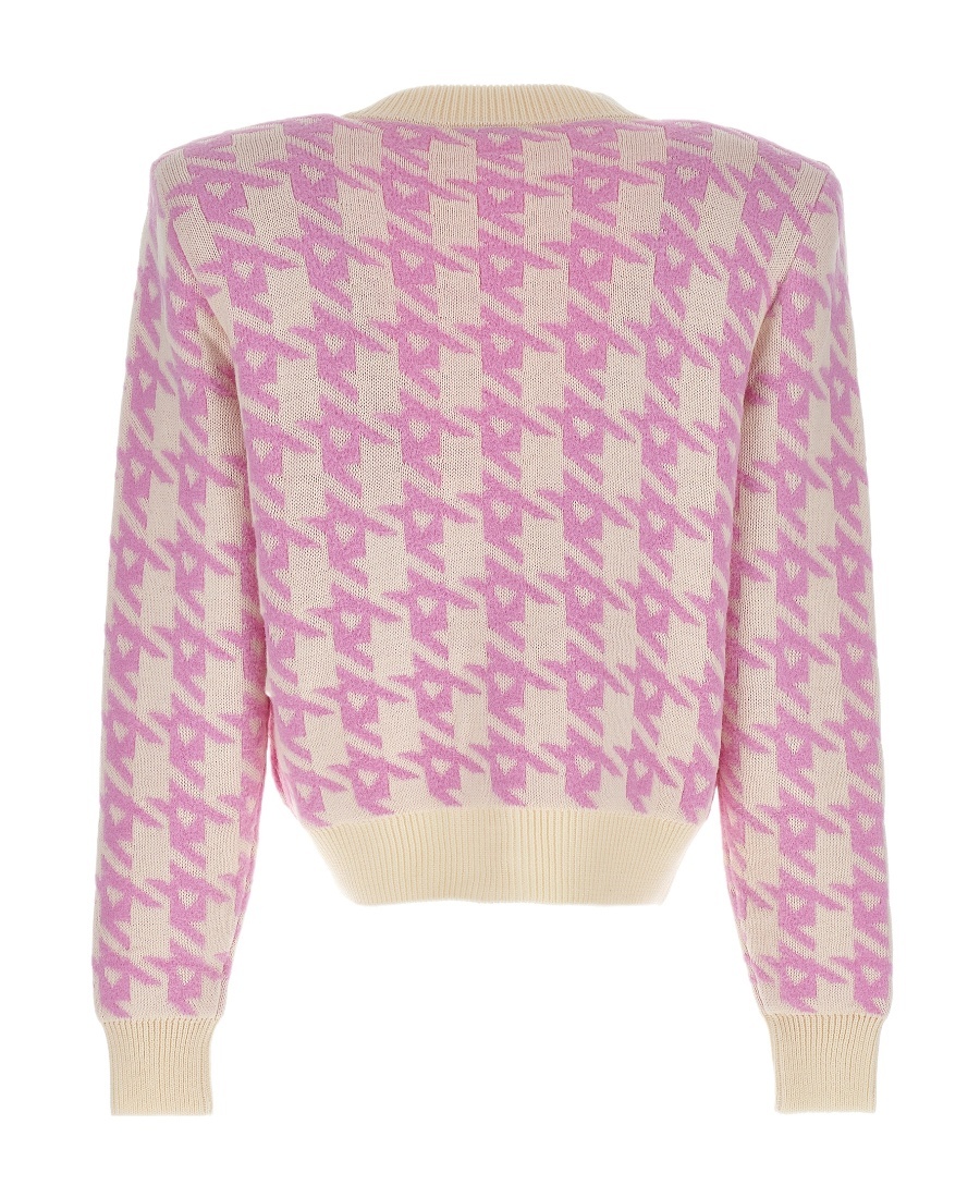 AREA MUSSEL FLOWER HOUNDSTOOTH-PATTERN CARDIGAN 
