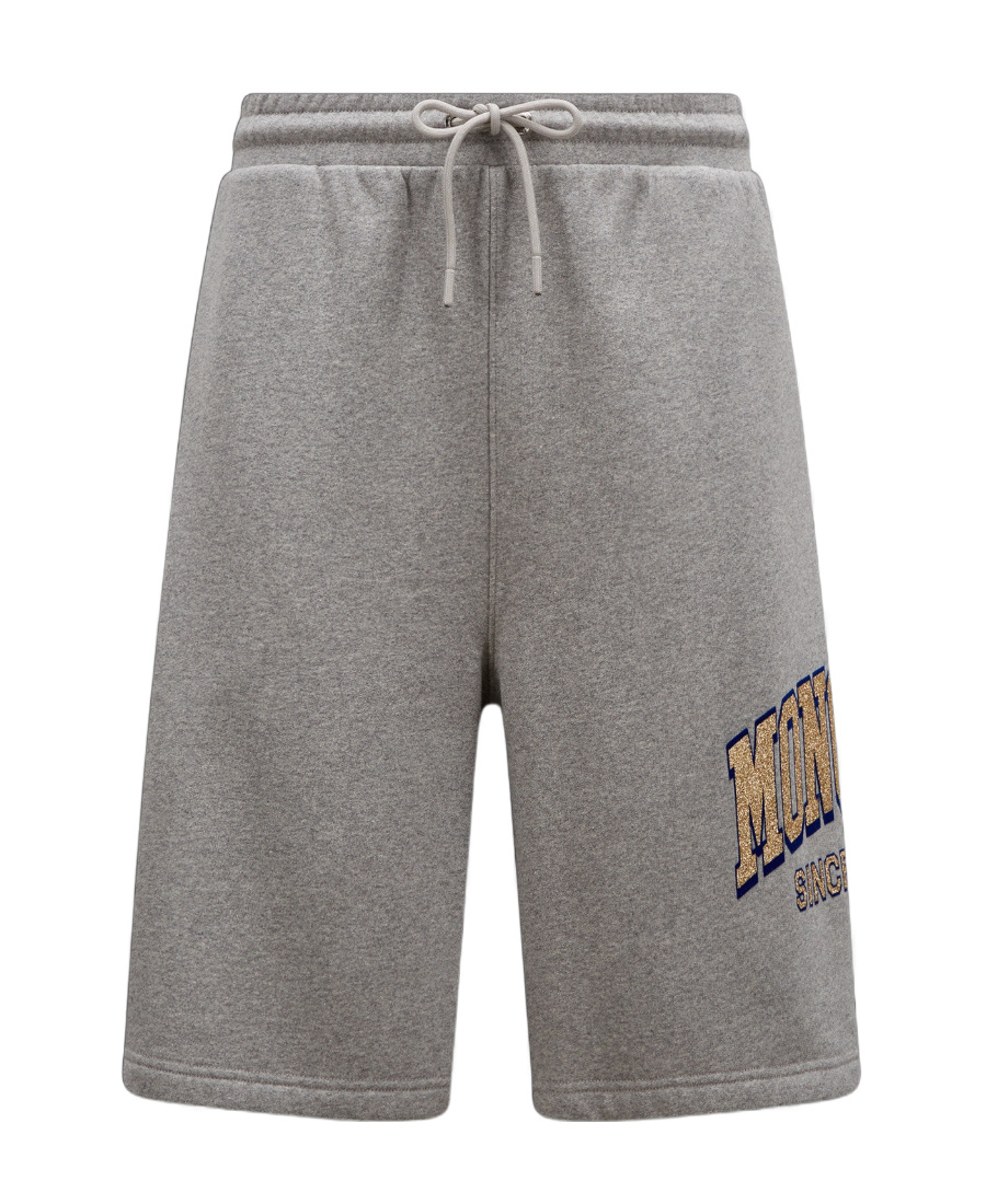 Moncler Logo-print Shorts In Gray