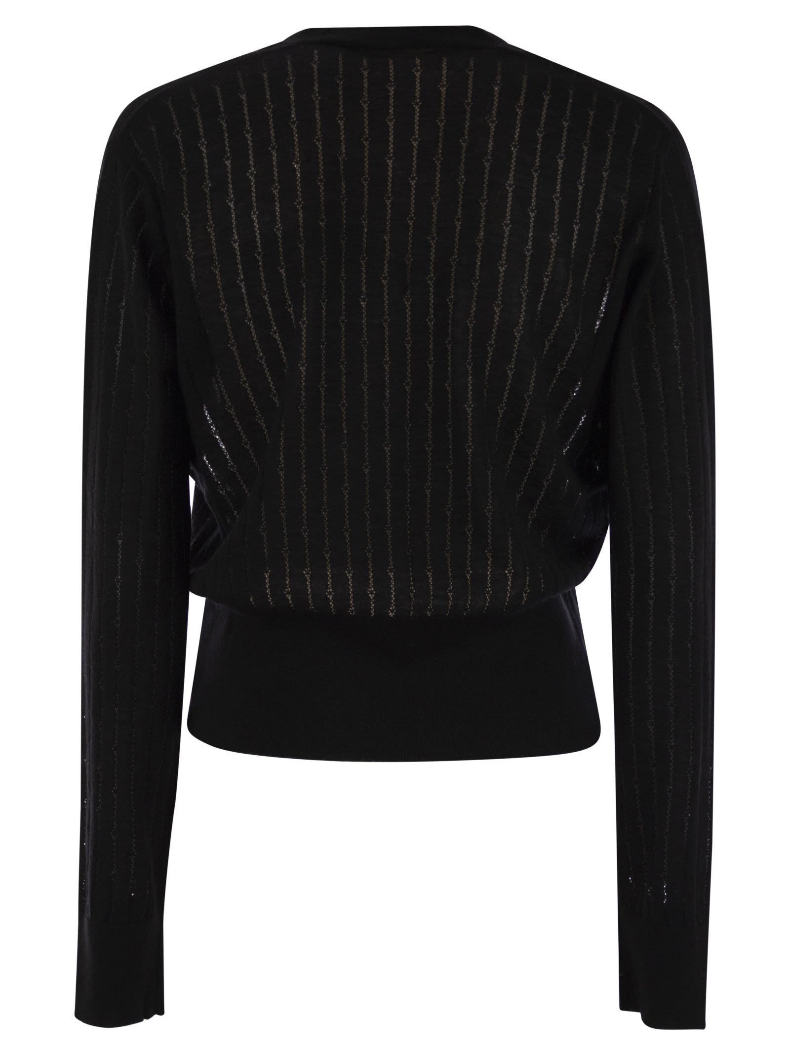 Max Mara Studio Sequin Embellished Knit Cardigan In Black