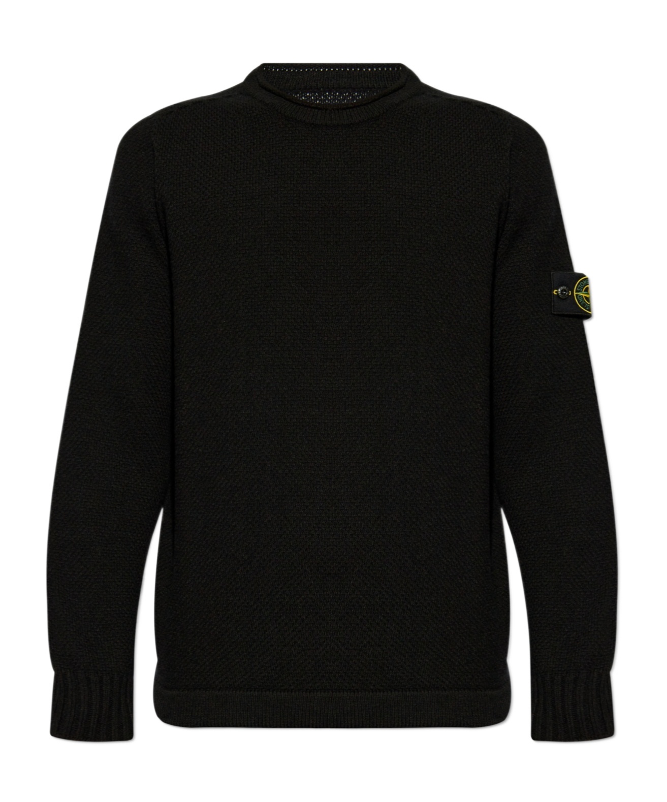 Stone Island Cotton Sweatshirt With Removable Logo Patch In Black