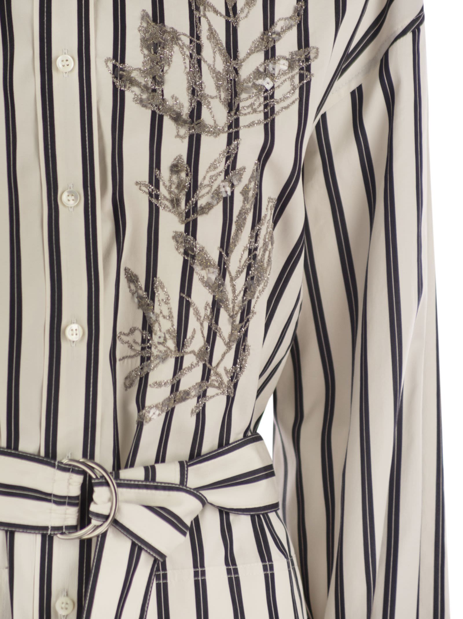 Brunello Cucinelli Women's Striped Midi Dress In Nude