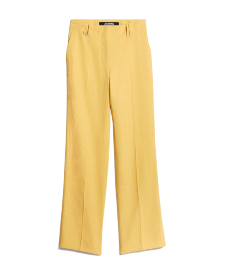 Jacquemus Stitched Pleated Trousers In Yellow