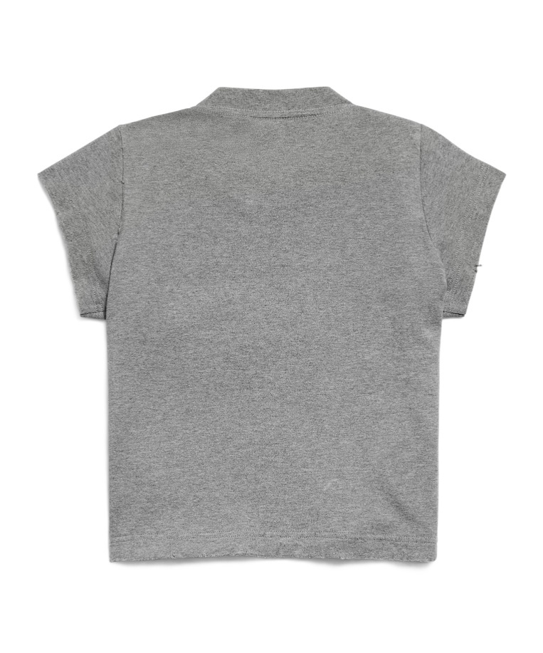 Balenciaga Women's Luxury Script Shrunk T-shirt In Dark Heather Grey/blue In Multi