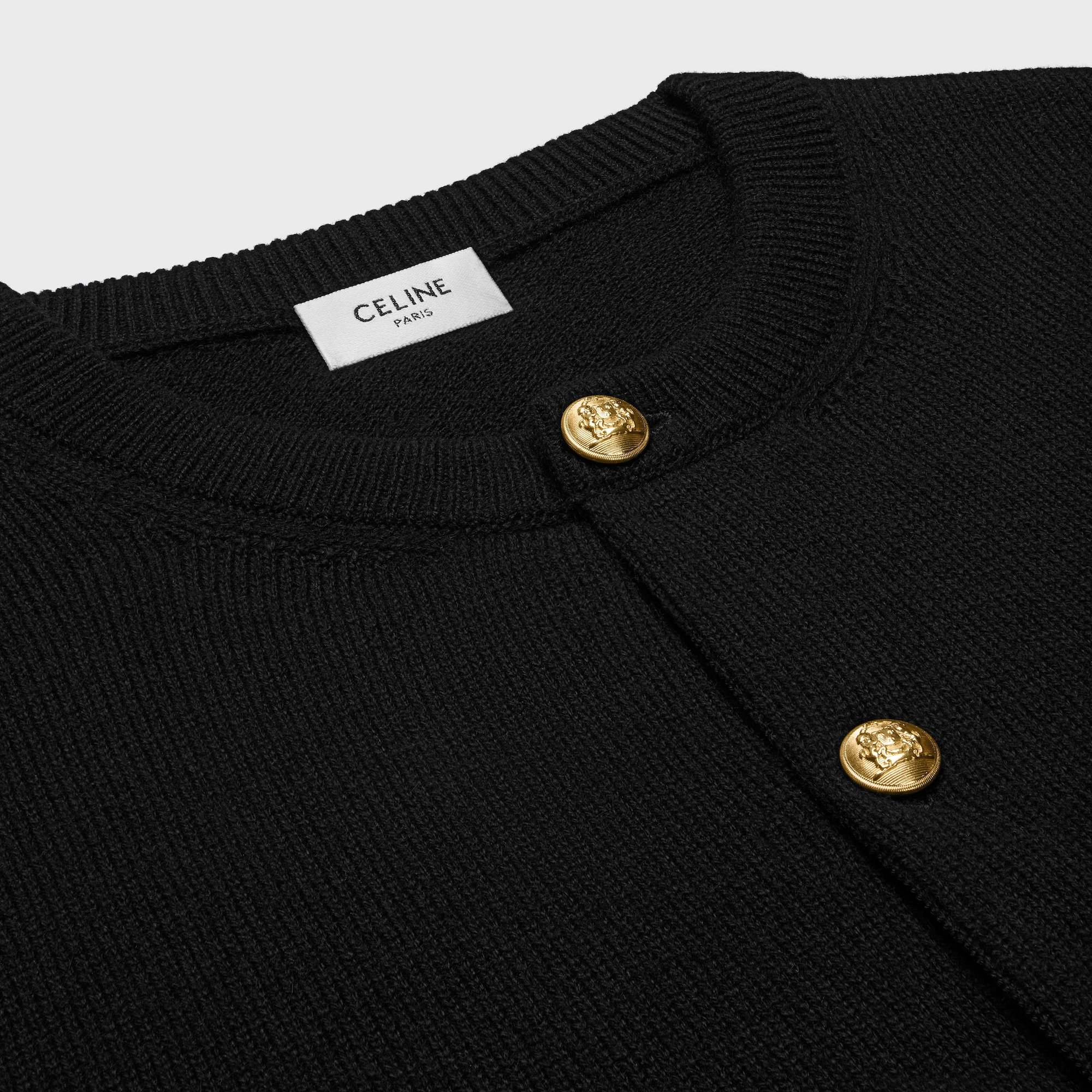 Celine Long-sleeved Cashmere Cardigan In Black
