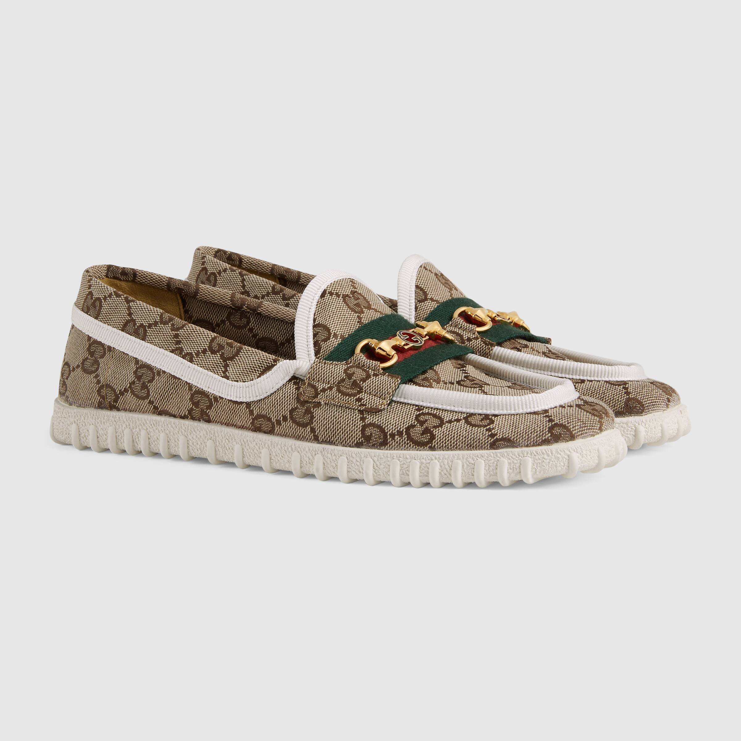Gucci Horsebit-detail Square-toe Loafers In Nude