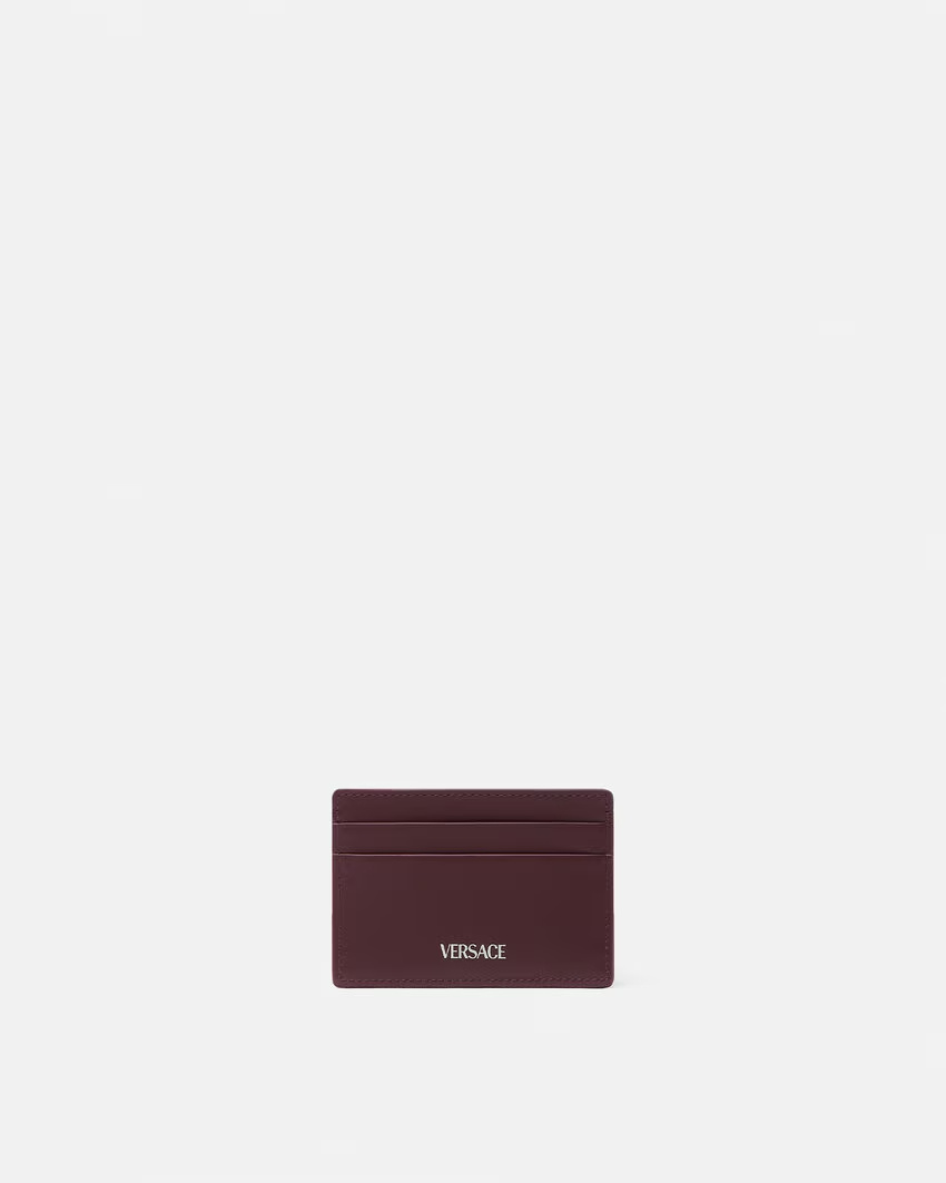 Versace Medusa Leather Cardholder In Brown