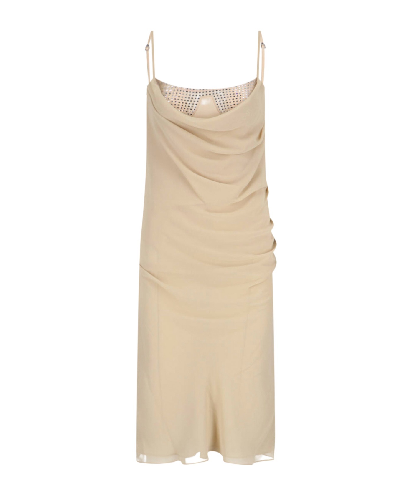 Attico Draped Cowl Neckline Spaghetti Straps In Nude