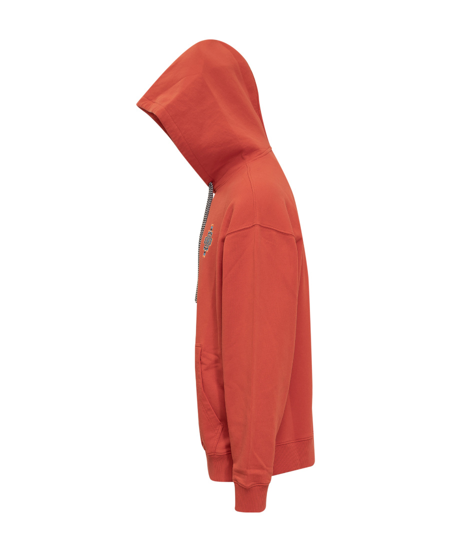 Marcelo Burlon County Of Milan Cotton Optical Cross Hoodie With Patch Pocket In Red