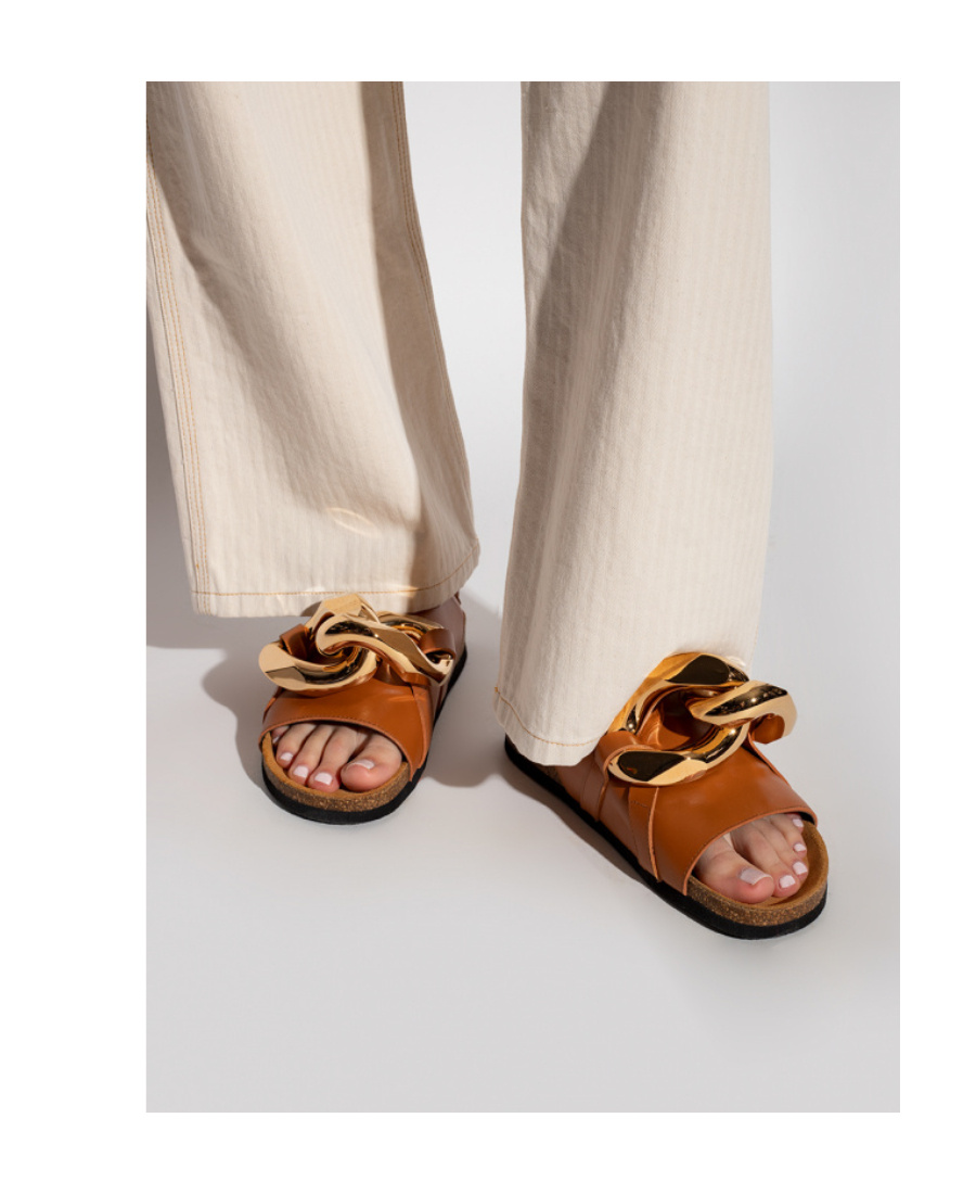 Jw Anderson Woman Sandals Tan Size 8 Calfskin In Brown