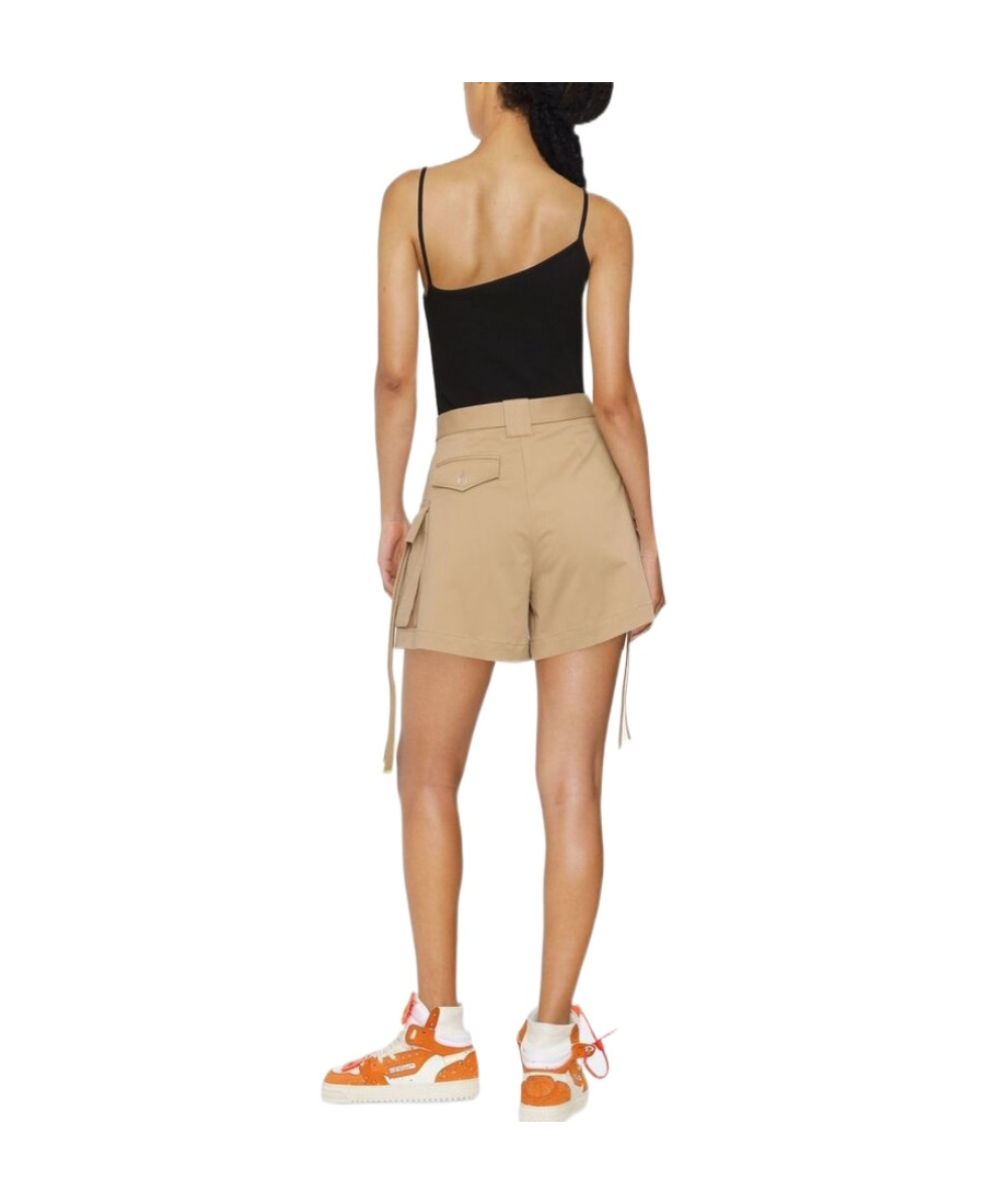 Off-white Camel Belted Gabardine Cargo Shorts In Nude