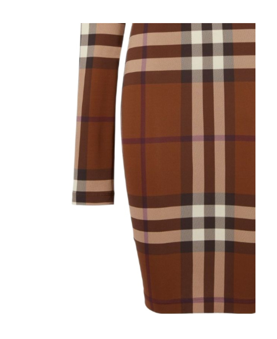 Burberry Exaggerated-check Jersey Dress In Brown