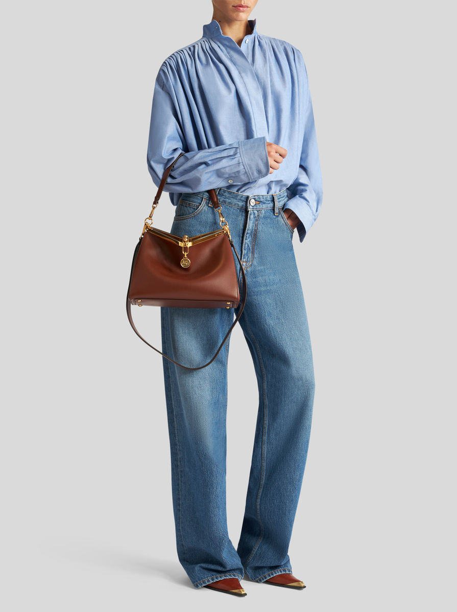 Etro Pegaso-embroidered Wide-leg Jeans In Blue