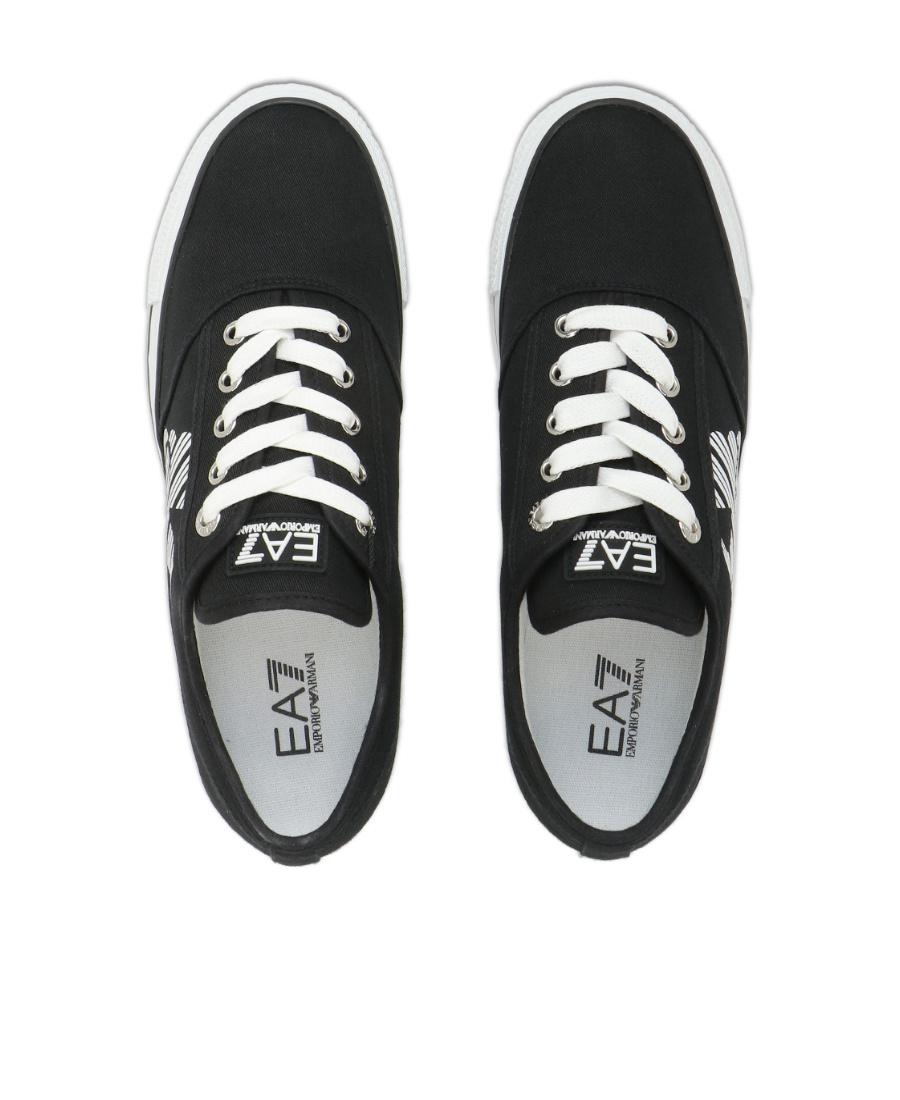 Ea7 Logo Strapped Casual Sneakers In Black