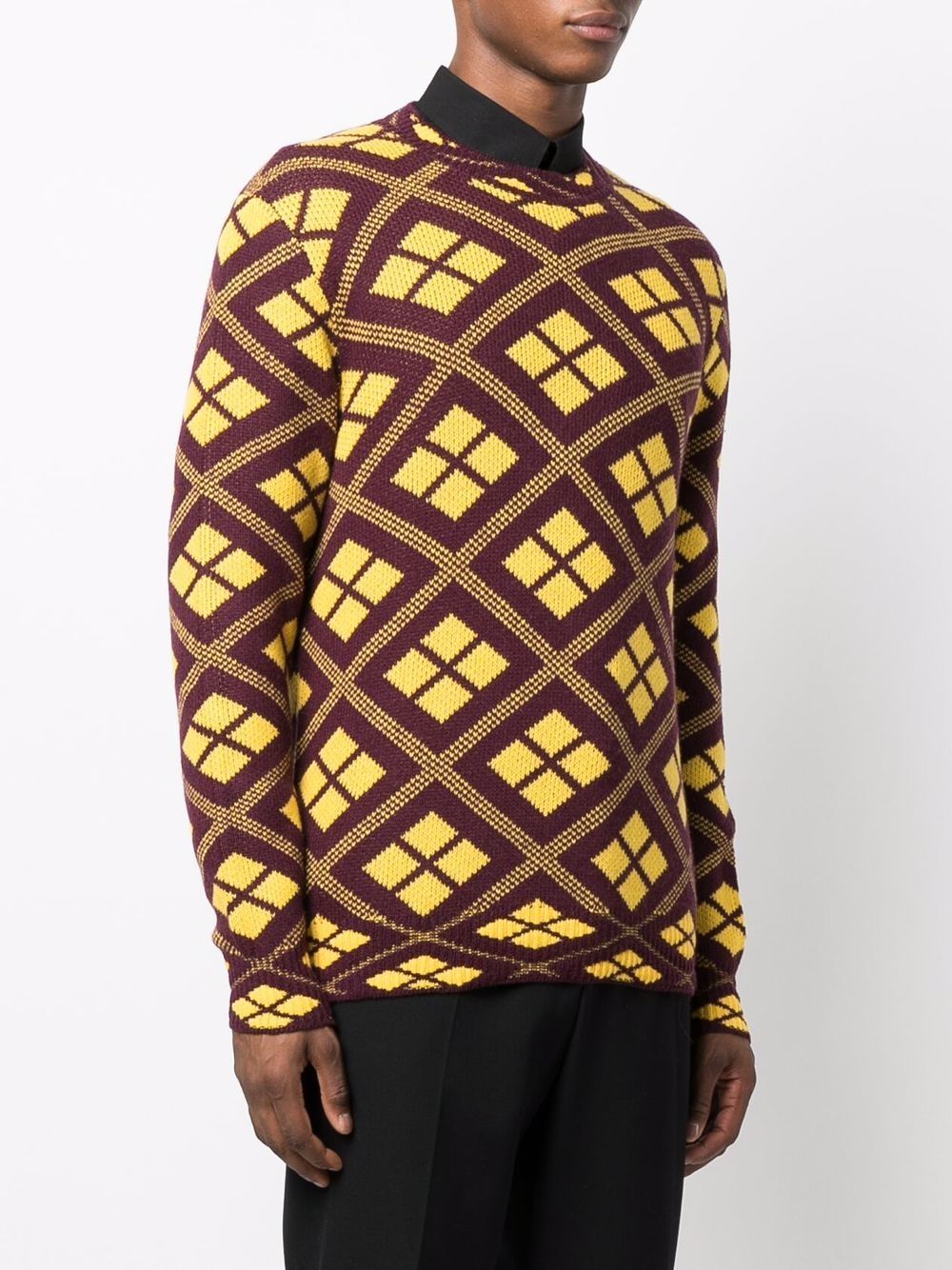 Prada Geometric-pattern Jacquard-knit Jumper In Red