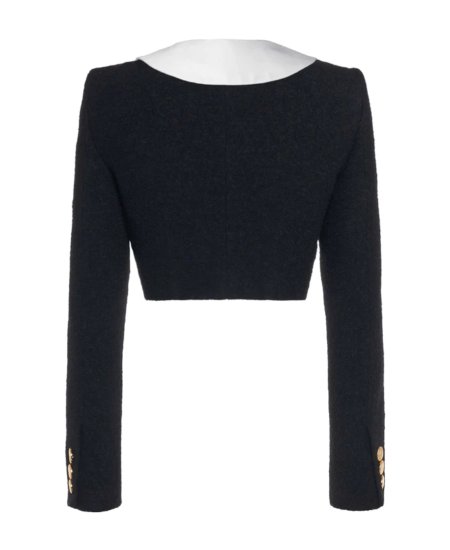 Alessandra Rich Ruffle-collar Jacket In Black