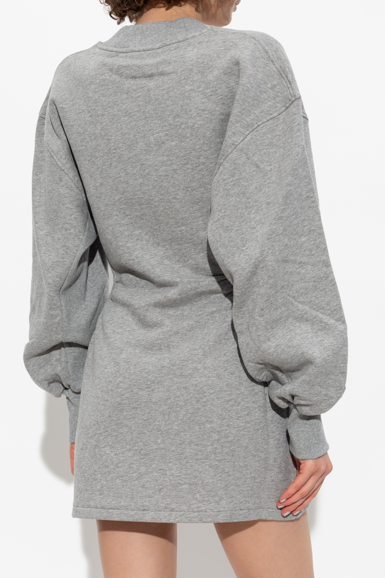 Attico Cotton Jersey V-neck Mini Dress In Gray