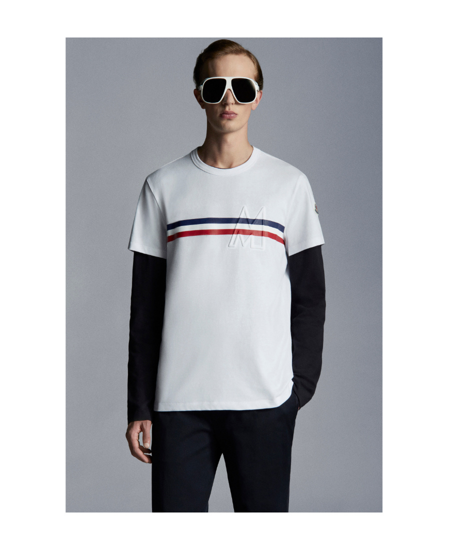 MONCLER TRICOLOUR-STRIPE T-SHIRT