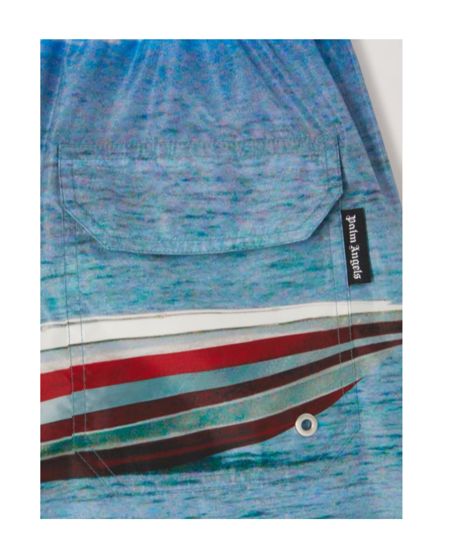 Palm Angels Getty Speedyboat Swimshorts In Blue
