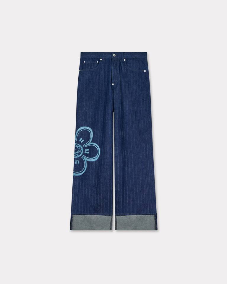 Kenzo ' X Futura 2000' Turn Up Wide Fit Jeans In Japanese Denim In Blue