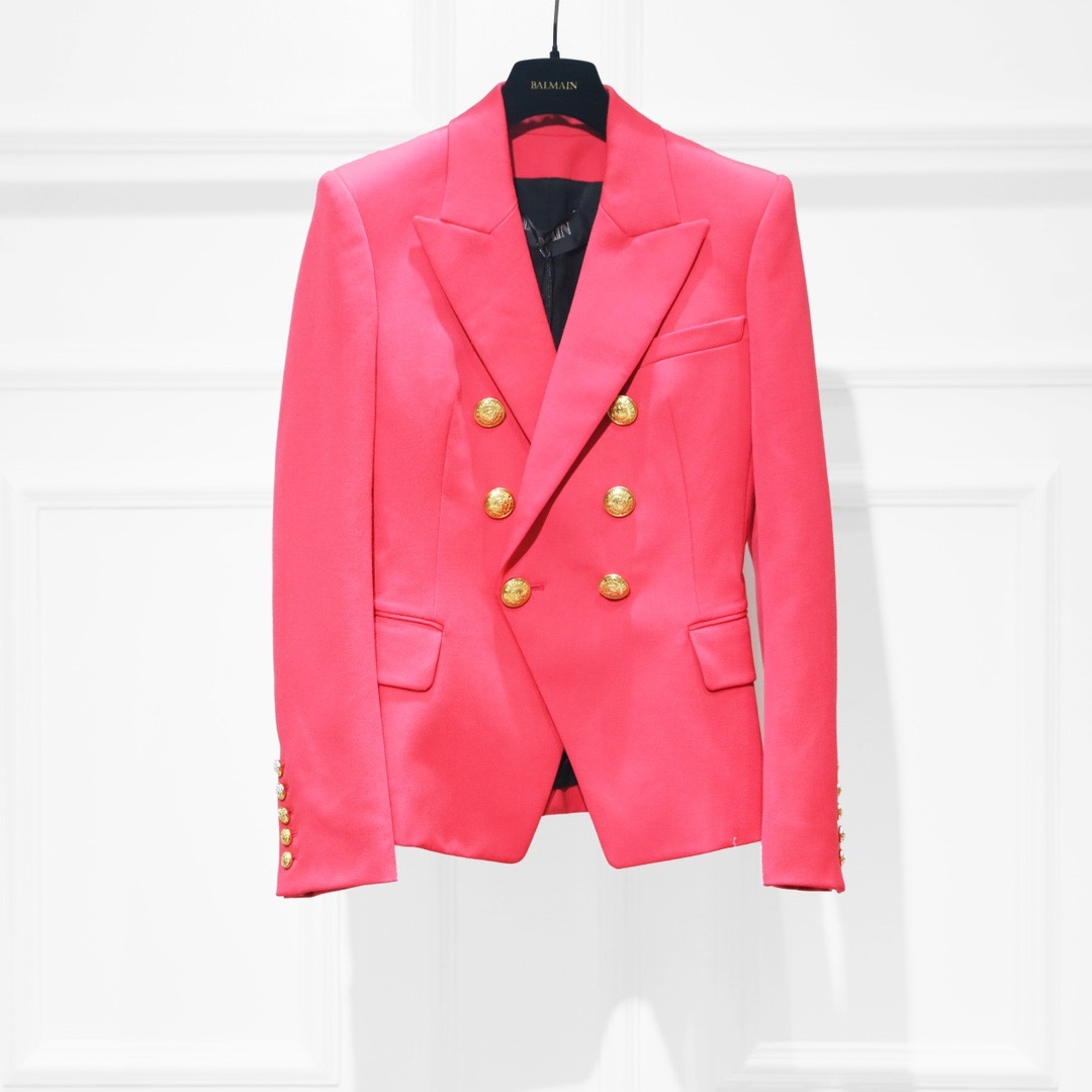 BALMAIN EMBOSSED BUTTON-DOWN SUIT COAT
