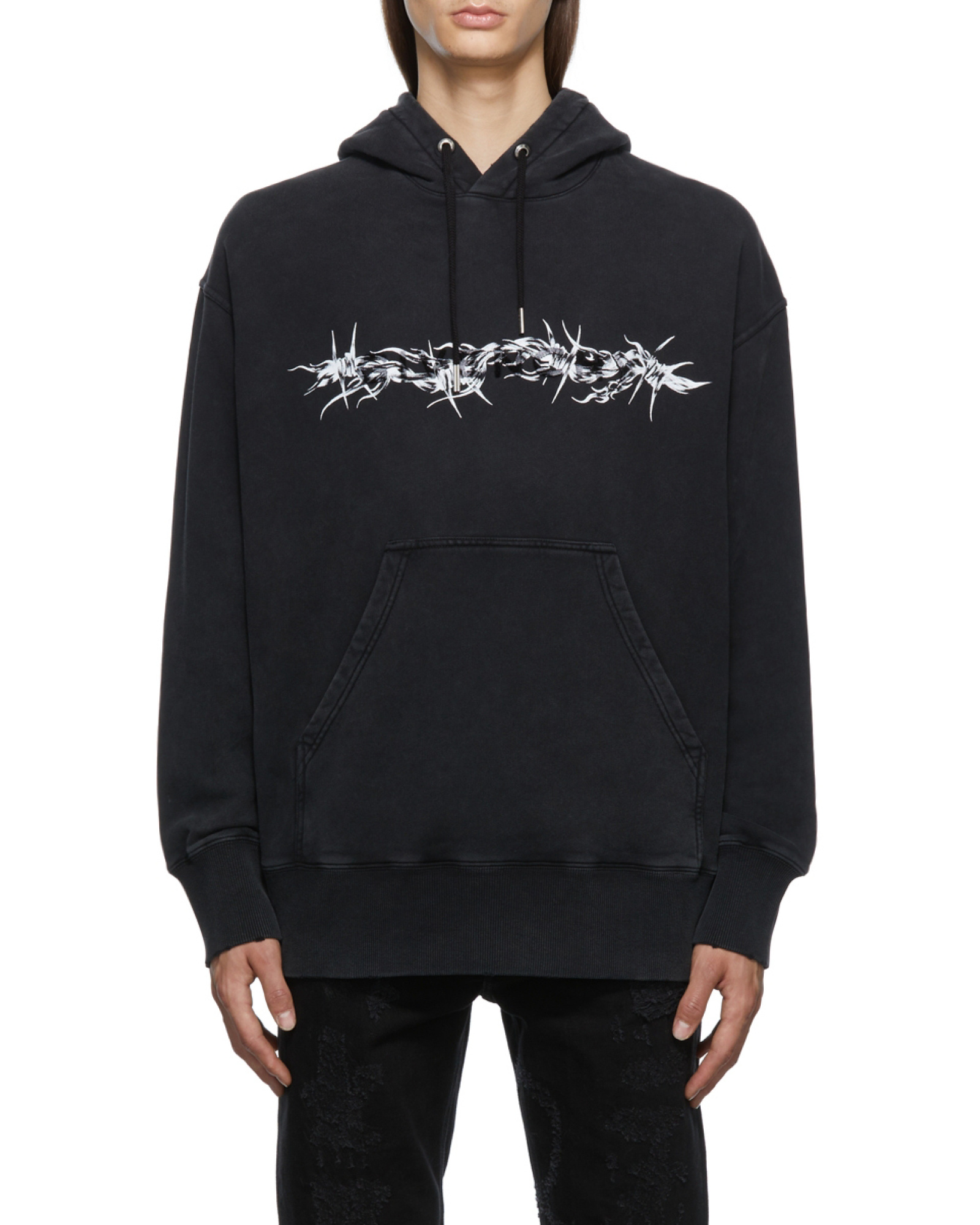 Givenchy Barbed Wire Printed Hoodie In Black