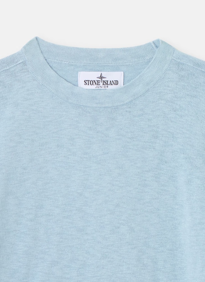 Stone Island Crewneck Jumper With Compass Embroidery And Sma11 Rolls In Sky-blue