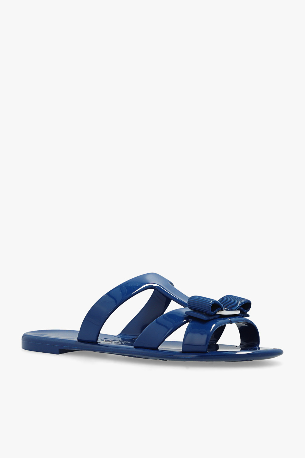Ferragamo Logo Slippers In Blue