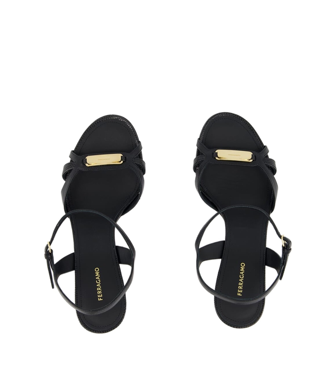 Ferragamo Strappy Sandal With New Vara Buckle In Black
