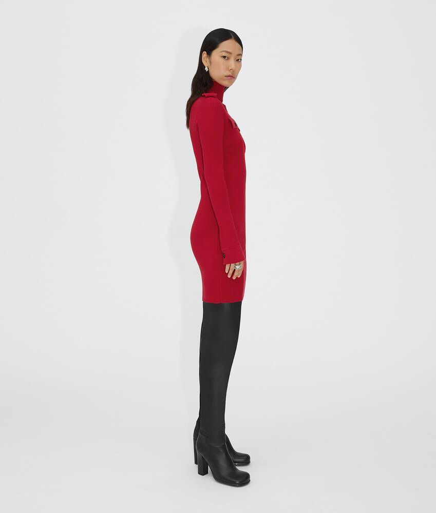Bottega Veneta Cut-out Triangle Fitted Dress In Red