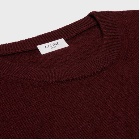 Celine Cashmere Sweater With Tonal Embroidered Design In Maroon