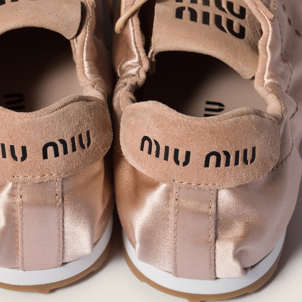 Miu Miu Plume Satin Low Top Sneaker In Multi