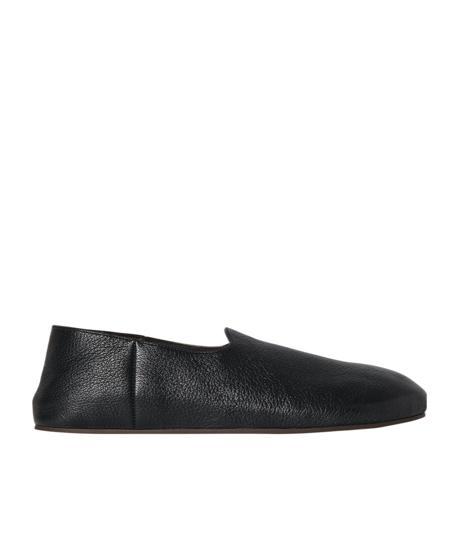 The Row Slip-on Hugh In Pelle Nera Uomo In Black