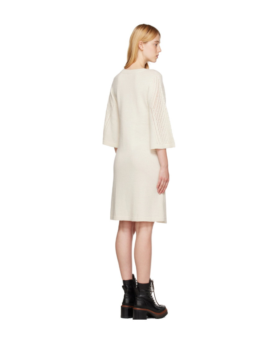 See By Chloé White Three-quarter Sleeve Midi Dress In White