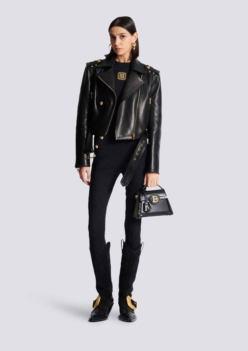 Balmain Jersey Leggings With 6 Buttons In Black