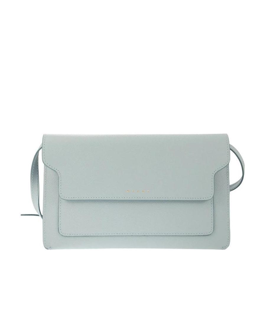 Marni Logo-print Leather Crossbody Bag In Green