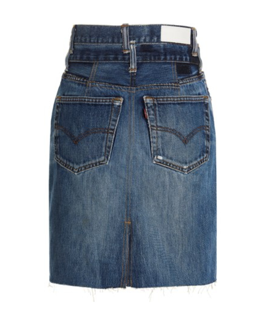 Re/done Double Waisted Pencil Re Done X Levis Skirt In Blue
