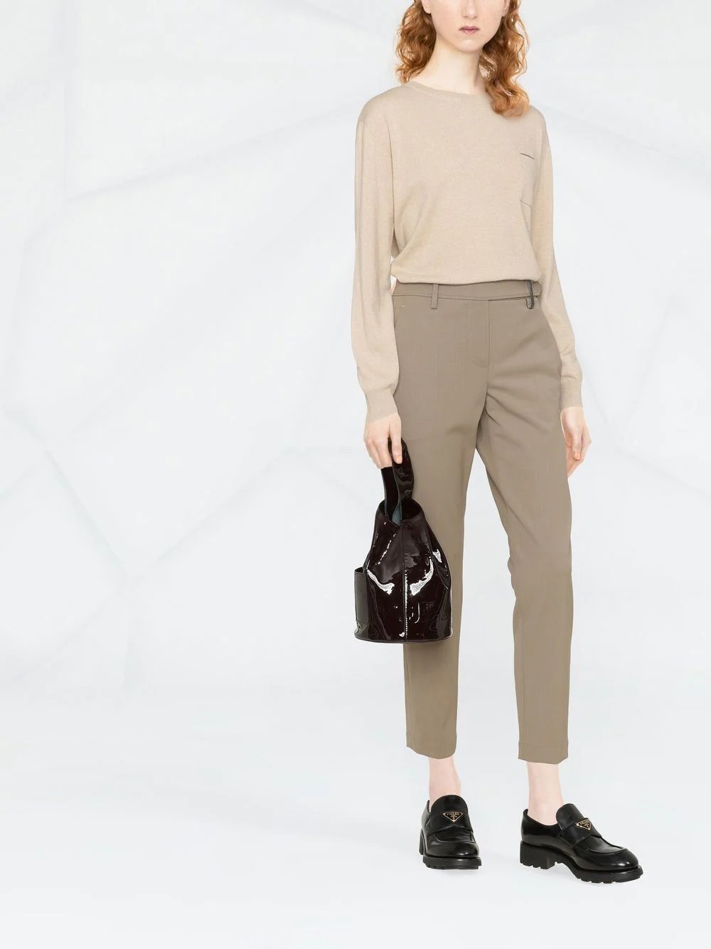 Brunello Cucinelli Cropped Tailored Trousers In Nude