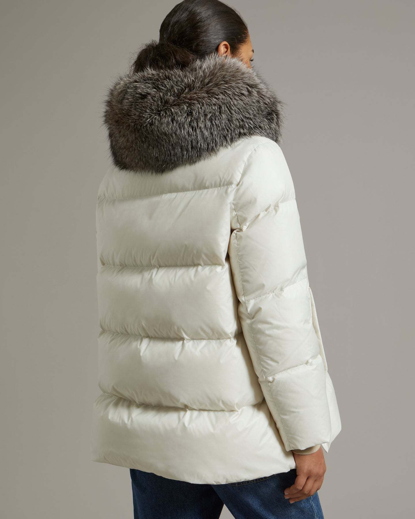 Yves Salomon A-shaped Waterproof Down Jacket In White