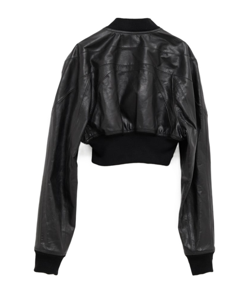 Rick Owens Long-sleeved Leather Jacket In Black