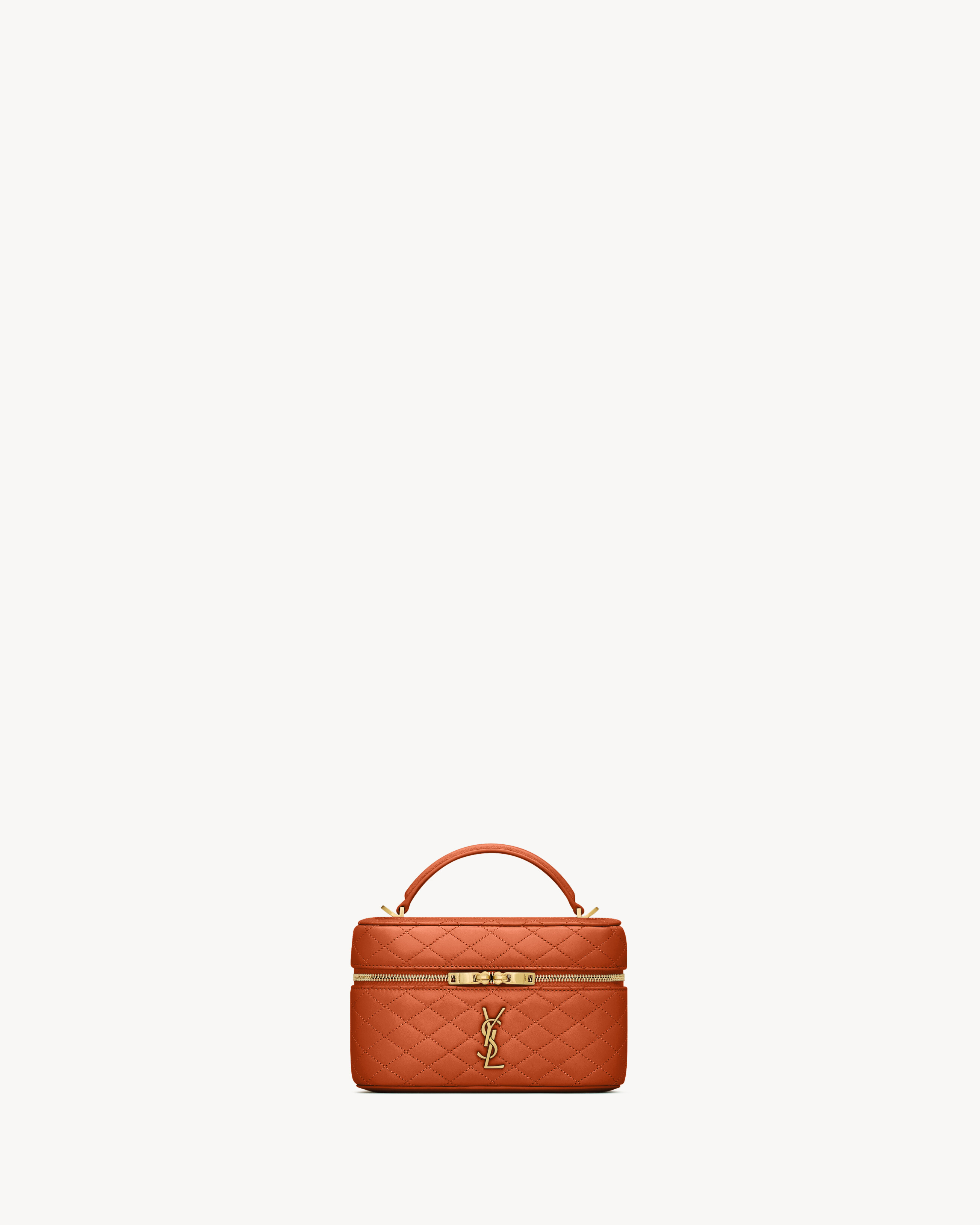 Saint Laurent Gaby Vanity Bag In Lambskin In Brown
