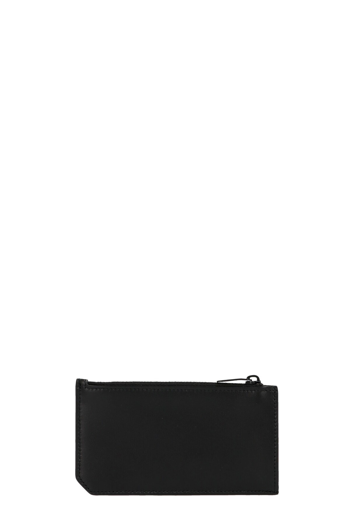 Saint Laurent Logo Plaque Zipped Cardholder In Black