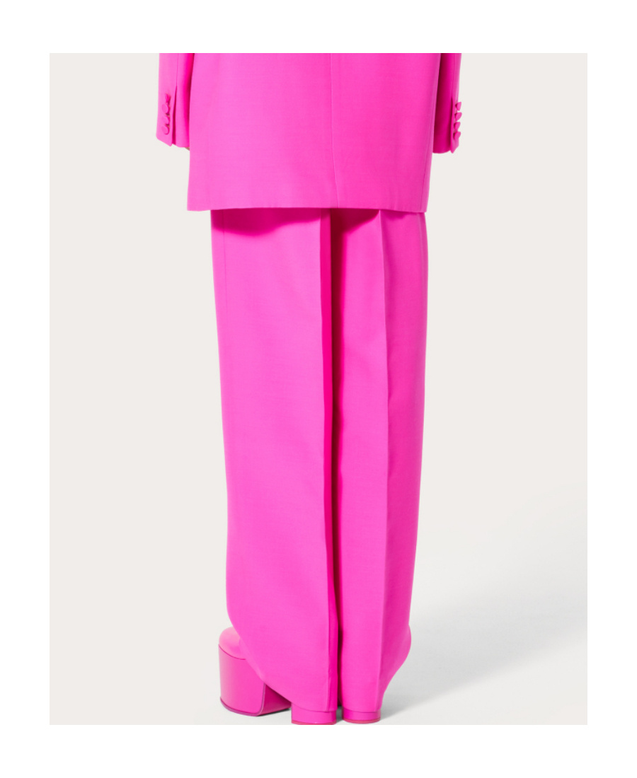 Valentino Crepe Couture Wide-leg Trousers In Pink