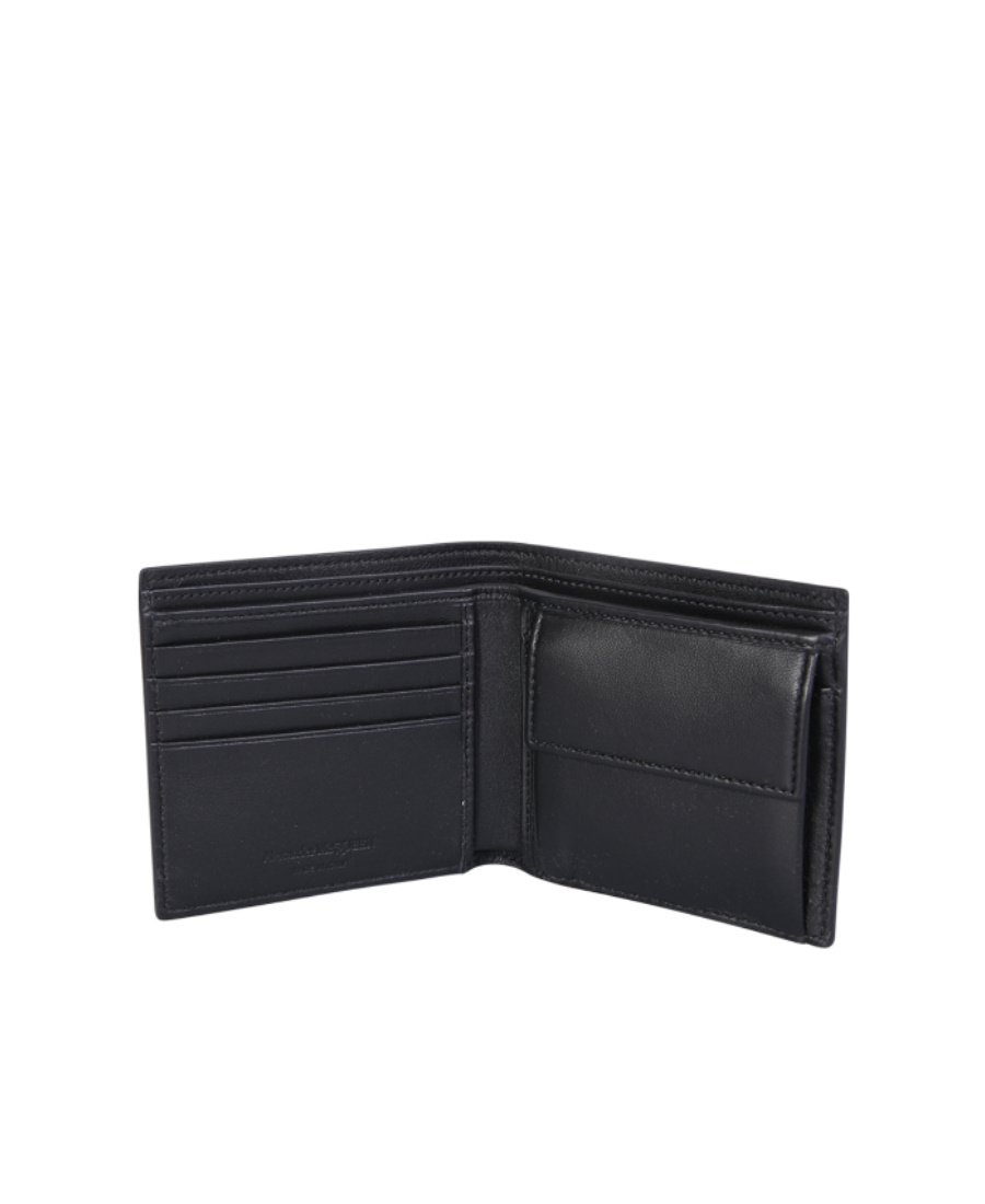 Alexander Mcqueen Logo Printed Bi-fold Wallet In Black