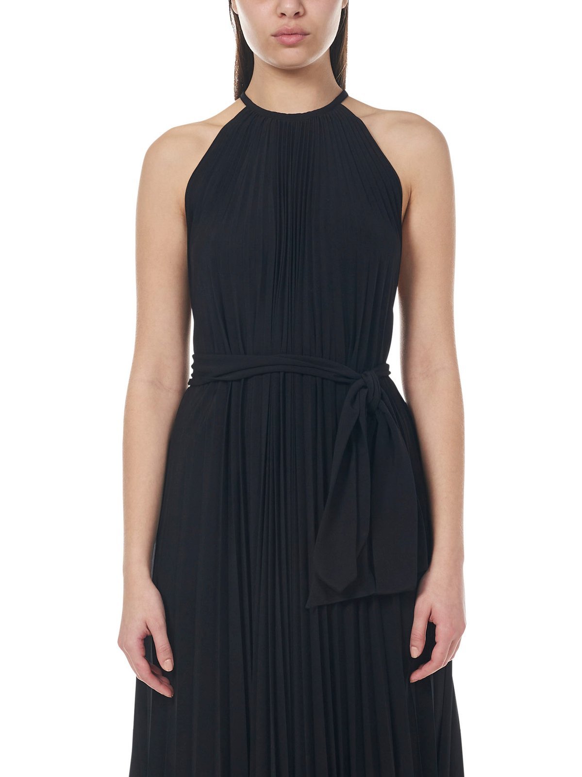 Alexandre Vauthier Halterneck Pleated Midi Dress In Black