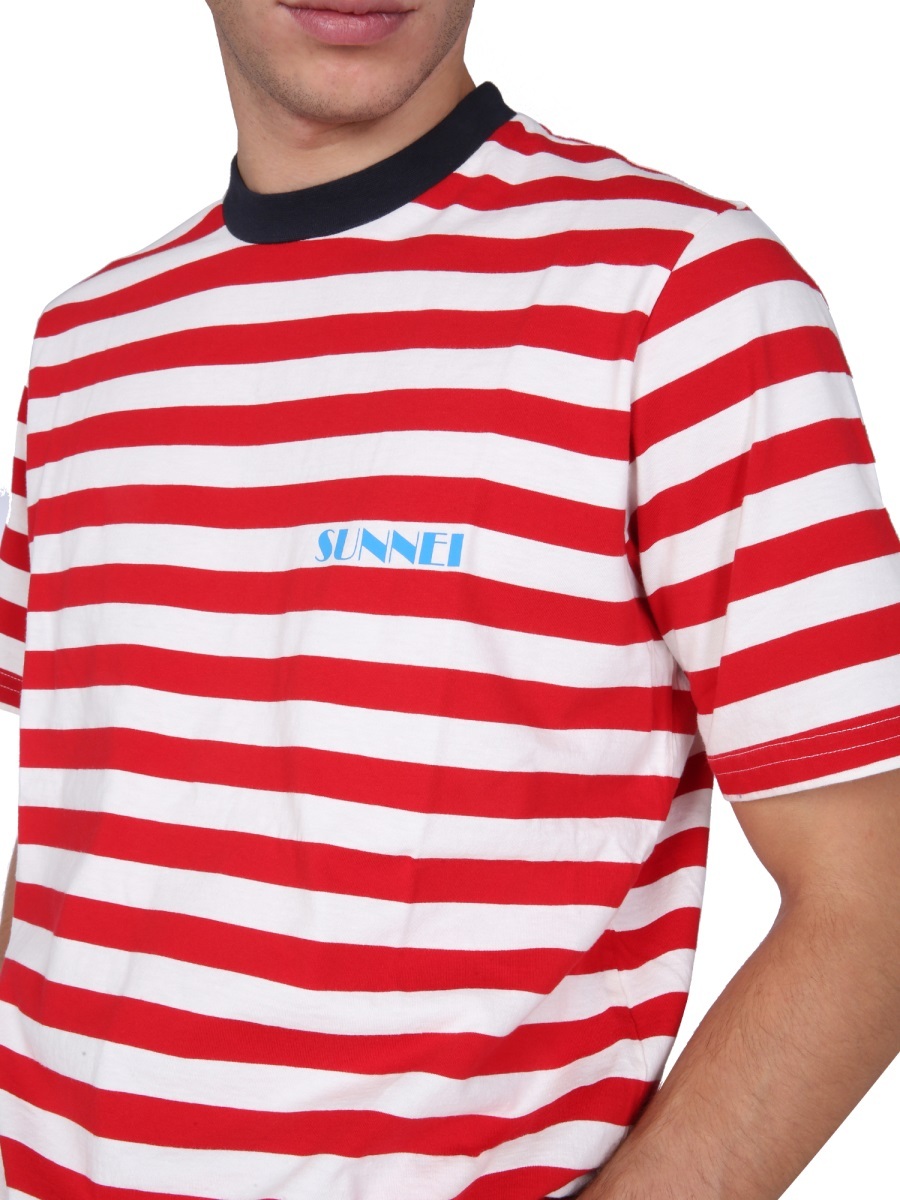 Sunnei Striped T-shirt In Pink