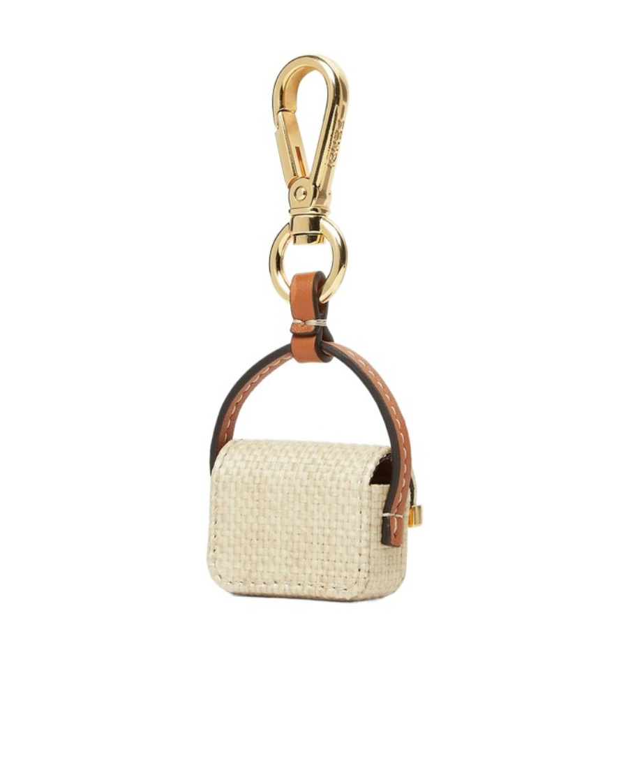 Fendi Pico Baguette Pendant Key Chain In Nude