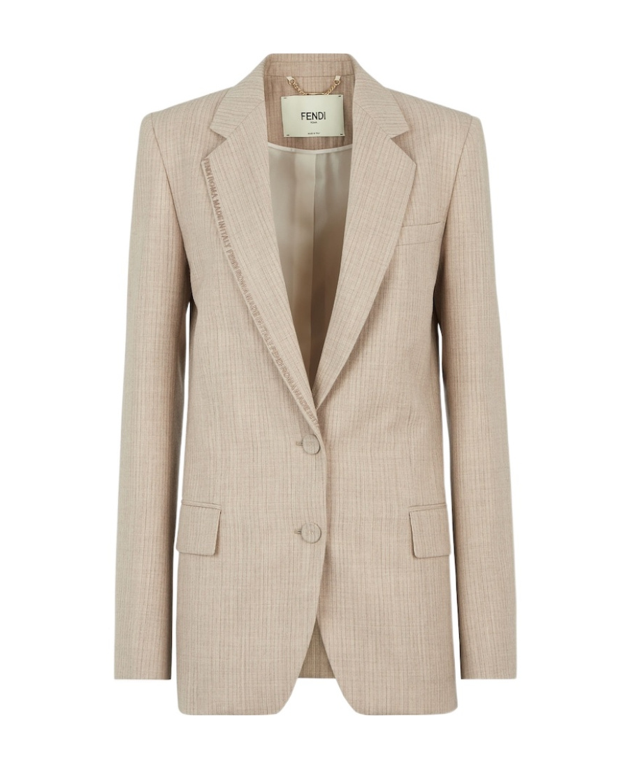 Fendi Beige Flannel Blazer In Nude